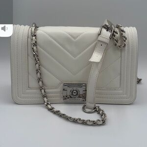 Badgley Mischka White Quilted Crossbody Bag